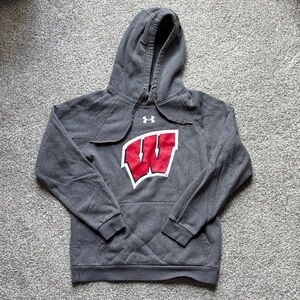 Under Armour Charcoal Hoodie with Crimson Emblem